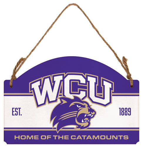 Western Carolina University Flat Wood Sign with Hanging String - Officially Licensed Collegiate Product 