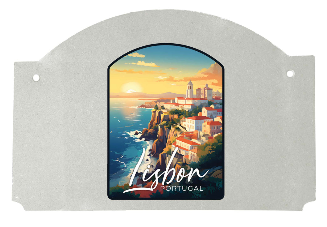 Lisbon Portugal Design B Souvenir Wood sign flat with string
