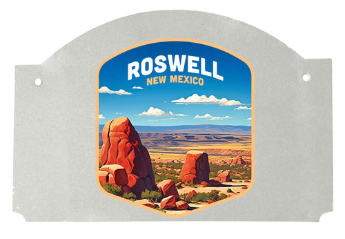 Rowell New Mexico Design B Souvenir Wood sign flat with string 