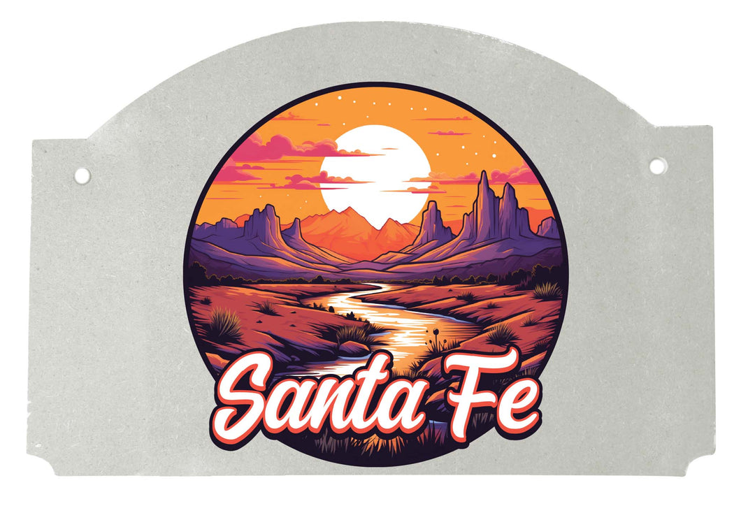 Santa Fe New Mexico Design B Souvenir Wood sign flat with string 
