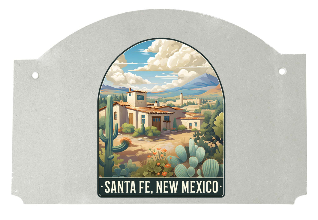 Santa Fe New Mexico Design C Souvenir Wood sign flat with string 