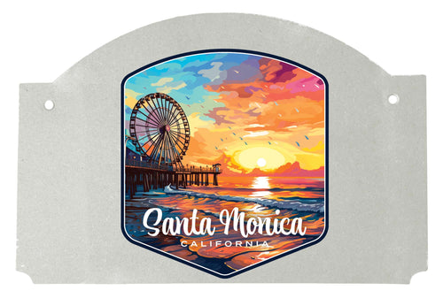 Santa Monica California Design A Souvenir Wood sign flat with string 