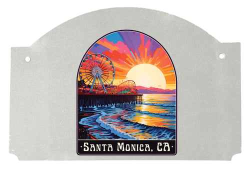 Santa Monica California Design B Souvenir Wood sign flat with string 