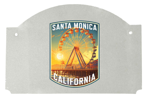 Santa Monica California Design C Souvenir Wood sign flat with string 