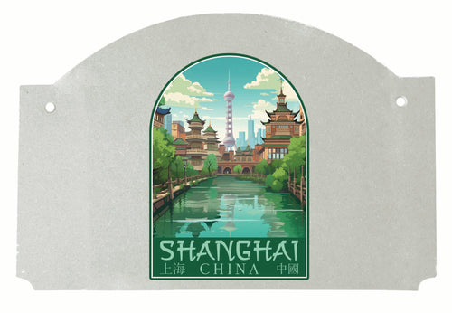 Shanghai China Old Town Design Souvenir Wood sign flat with string 