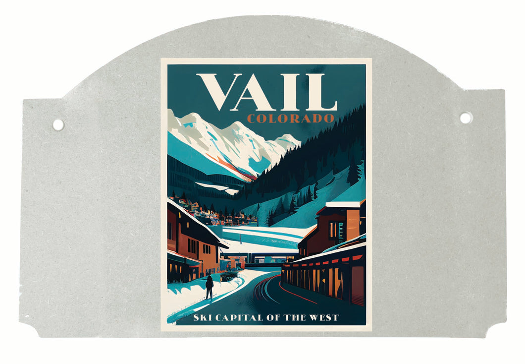 Vail Colorado Design B Souvenir Wood sign flat with string 