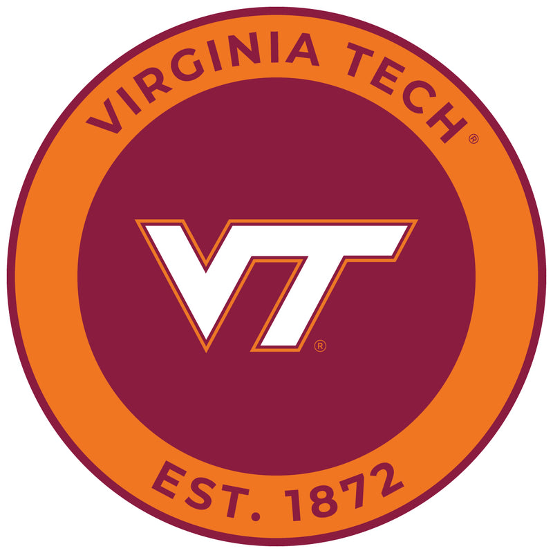 Virginia Tech Hokies Round Vinyl Decal Sticker Officially Licensed Collegiate Product 4-Inch