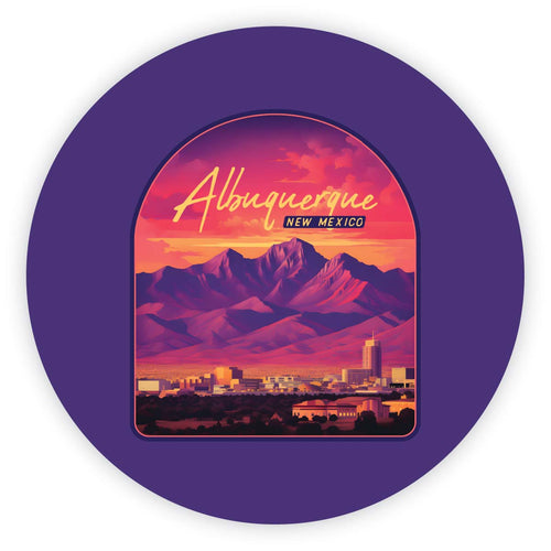 Alburqueque New Mexico Design B Souvenir Round Vinyl Decal Sticker 2-Inch