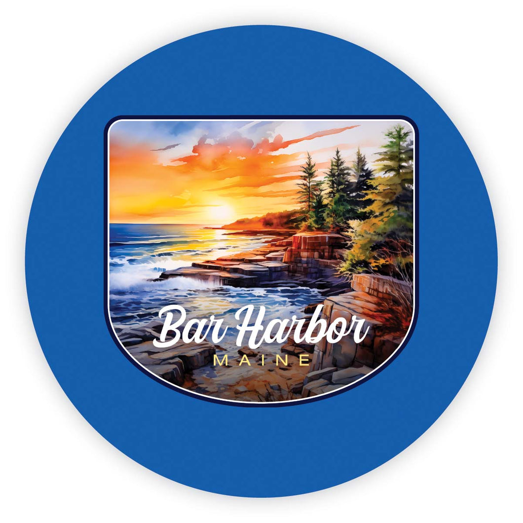 Bar Harbor Maine Design B Souvenir Round Vinyl Decal Sticker 2-Inch