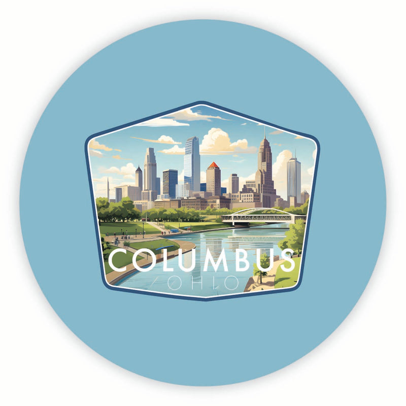 Columbus Ohio Daytime Cityscape Design Souvenir Round Vinyl Decal Sticker 2-Inch