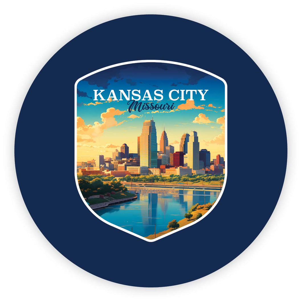 Kansas City Missouri Design A Souvenir Round Vinyl Decal Sticker 4-Inch