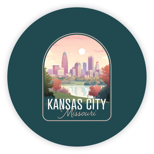 Kansas City Missouri Design B Souvenir Round Vinyl Decal Sticker 2-Inch