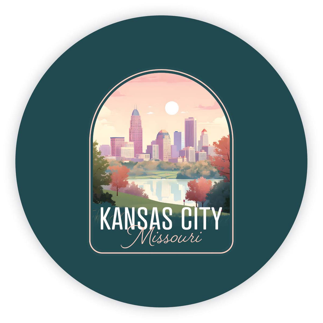 Kansas City Missouri Design B Souvenir Round Vinyl Decal Sticker 2-Inch