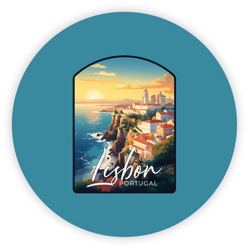 Lisbon Portugal Design B Souvenir Round Vinyl Decal Sticker 2-Inch