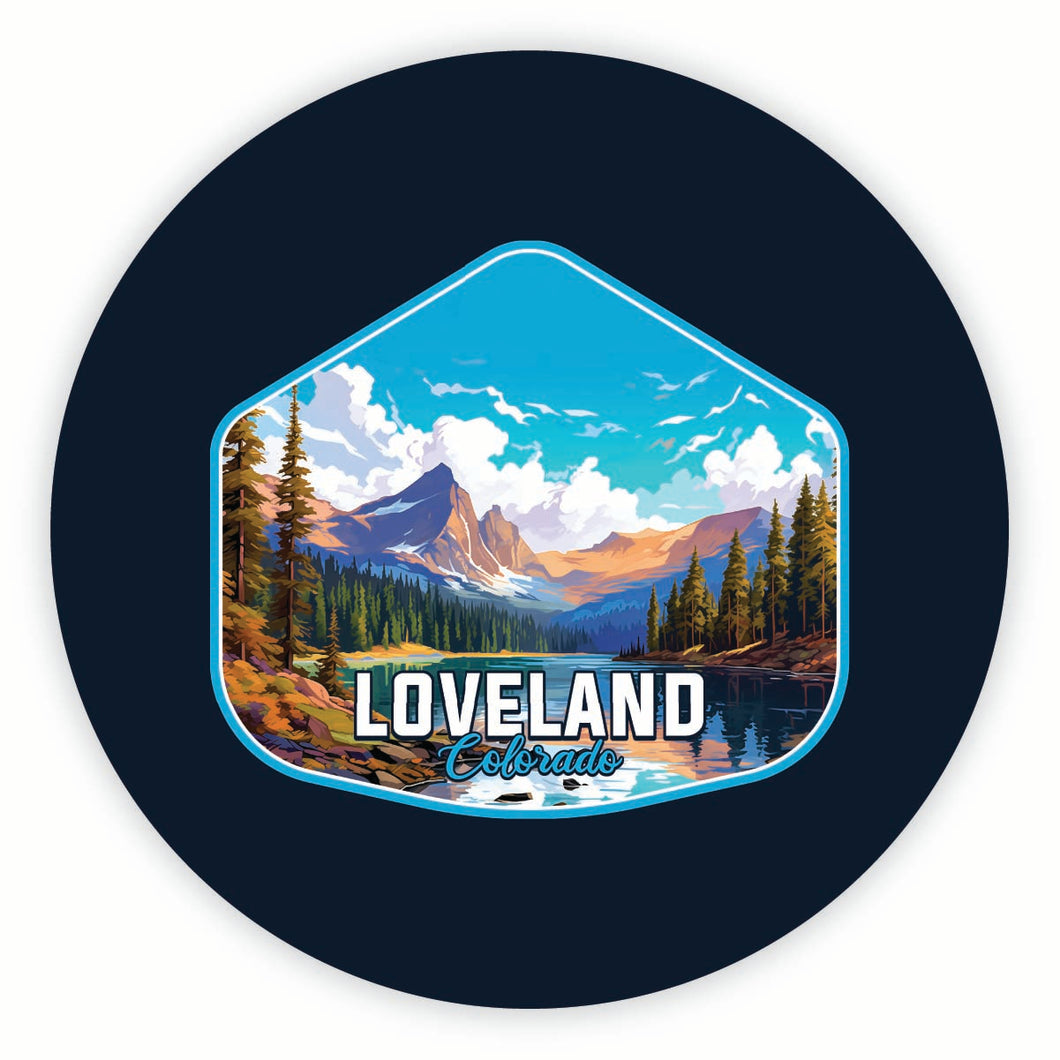 Loveland Colorado Mountain Landscape Design Souvenir Round Vinyl Decal Sticker 2-Inch