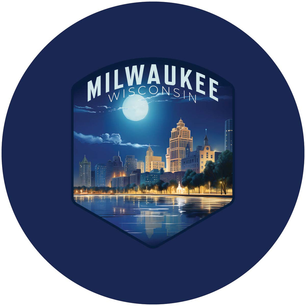 Milwaukee Wisconsin Design B Souvenir Round Vinyl Decal Sticker 2-Inch