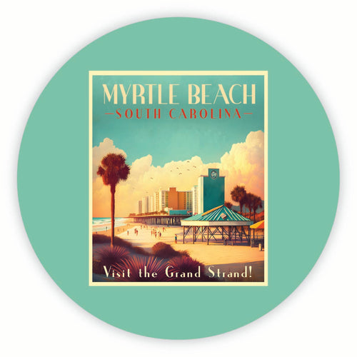 Myrtle Beach South Carolina Design A Souvenir Round Vinyl Decal Sticker 4-Inch