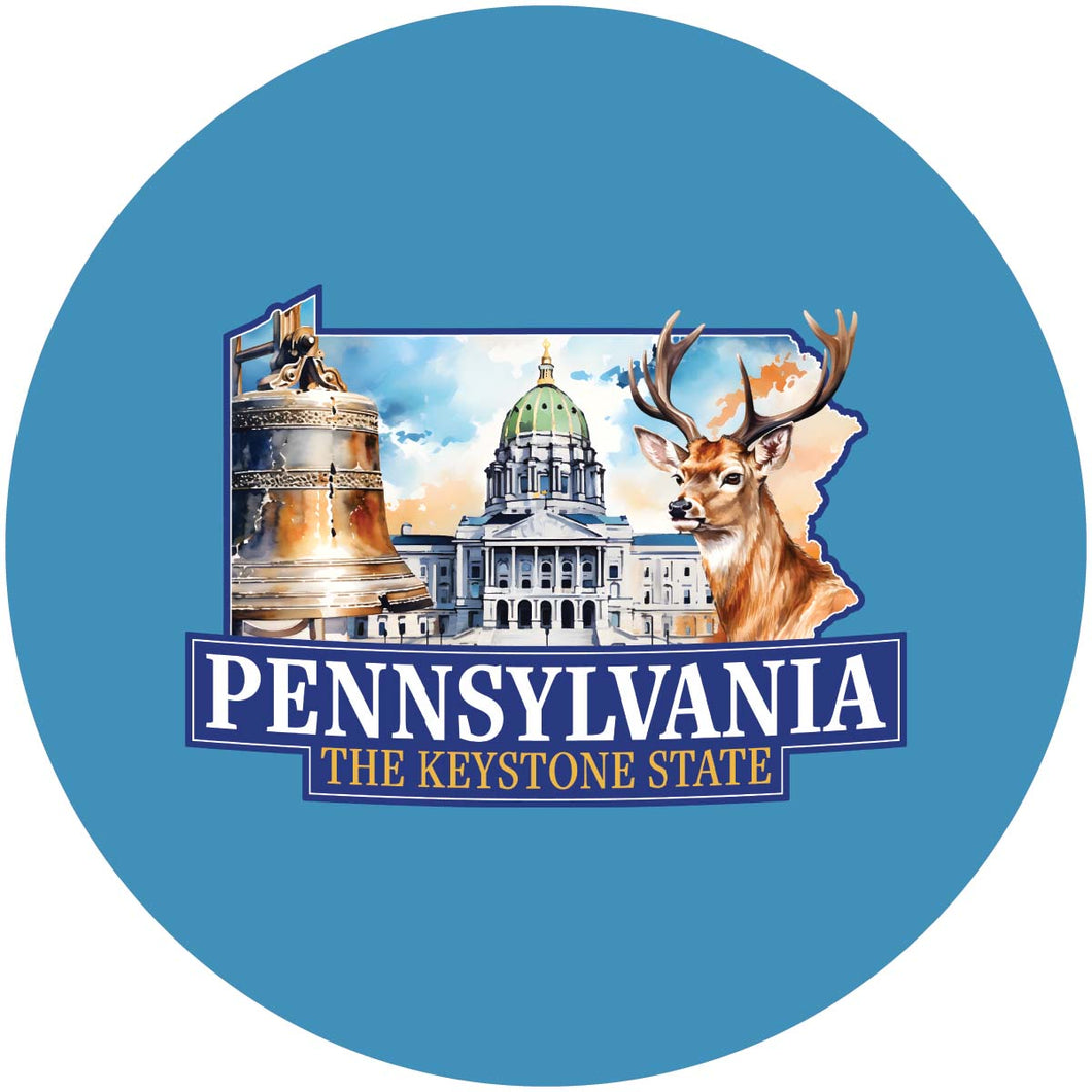 Pennsylvania Design D Souvenir Round Vinyl Decal Sticker 6-Inch