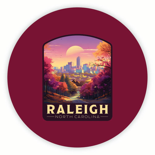 Raleigh North Carolina City of Oaks Design Souvenir Round Vinyl Decal Sticker 4-Inch