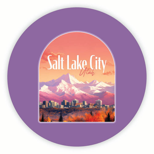 Salt Lake City Utah Design C Souvenir Round Vinyl Decal Sticker 4-Inch