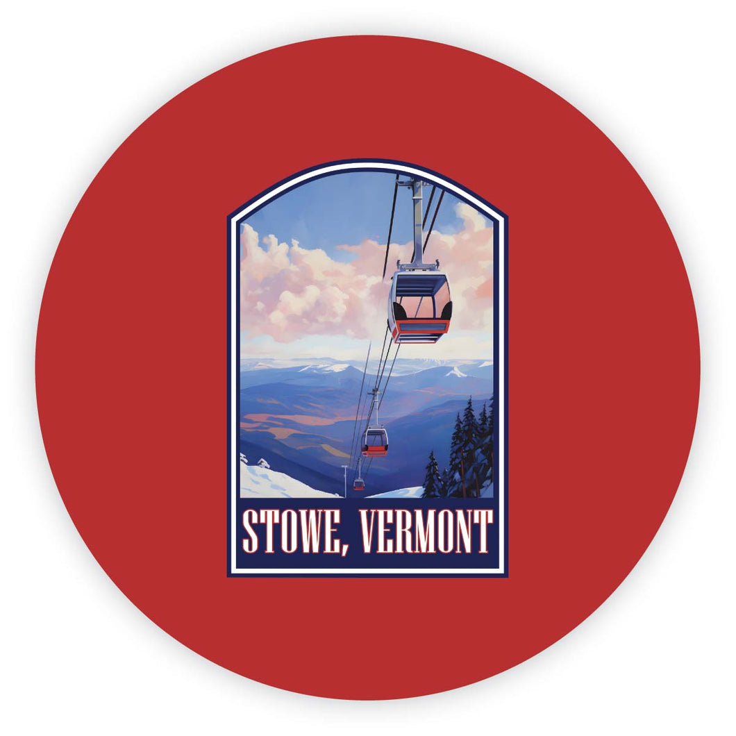 Stowe Mountain Vermont Design B Souvenir Round Vinyl Decal Sticker 4-Inch