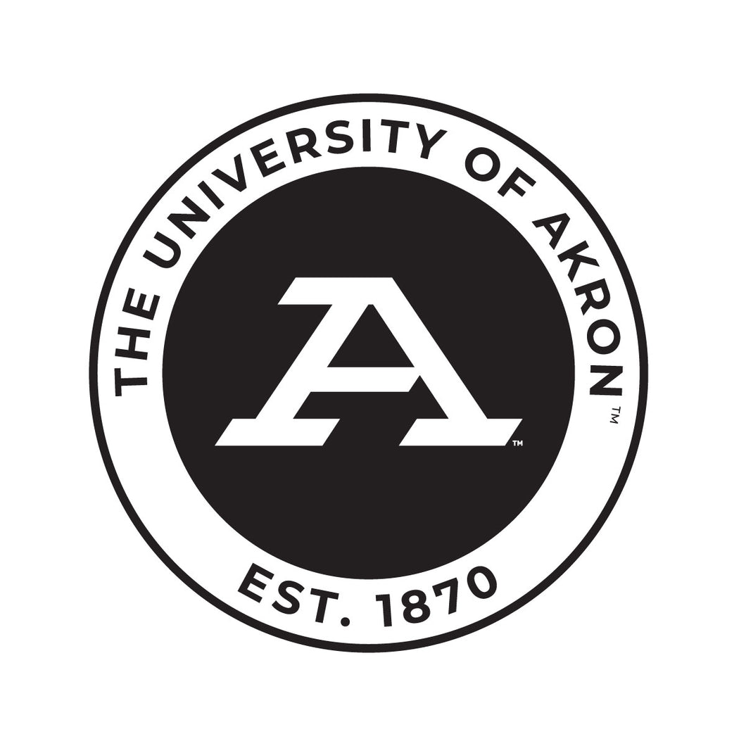 Akron Zips Officially Licensed Black Vinyl Decal Sticker White Backing