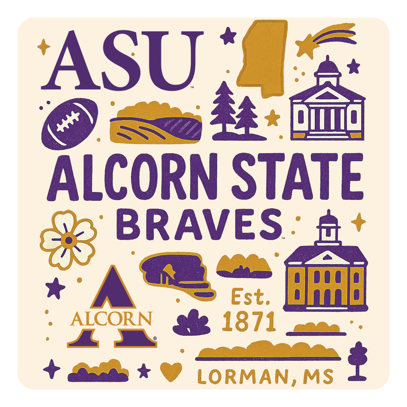 Alcorn State Braves Medley Design Decorative Magnet or Sticker – Officially Licensed 3-Inch