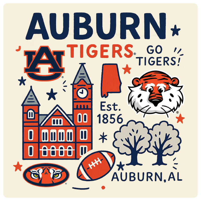 Auburn Tigers Medley Design Decorative Magnet or Sticker – Officially Licensed 3-Inch