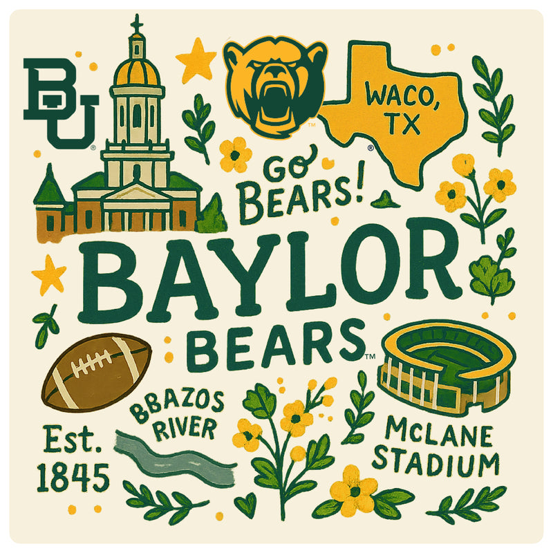 Baylor Bears Medley Design Decorative Magnet or Sticker – Officially Licensed 3-Inch