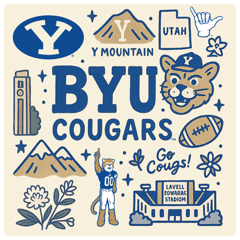 Brigham Young Cougars Medley Design Decorative Magnet or Sticker – Officially Licensed 3-Inch