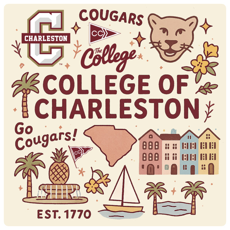 College of Charleston Medley Design Decorative Magnet or Sticker – Officially Licensed 3-Inch