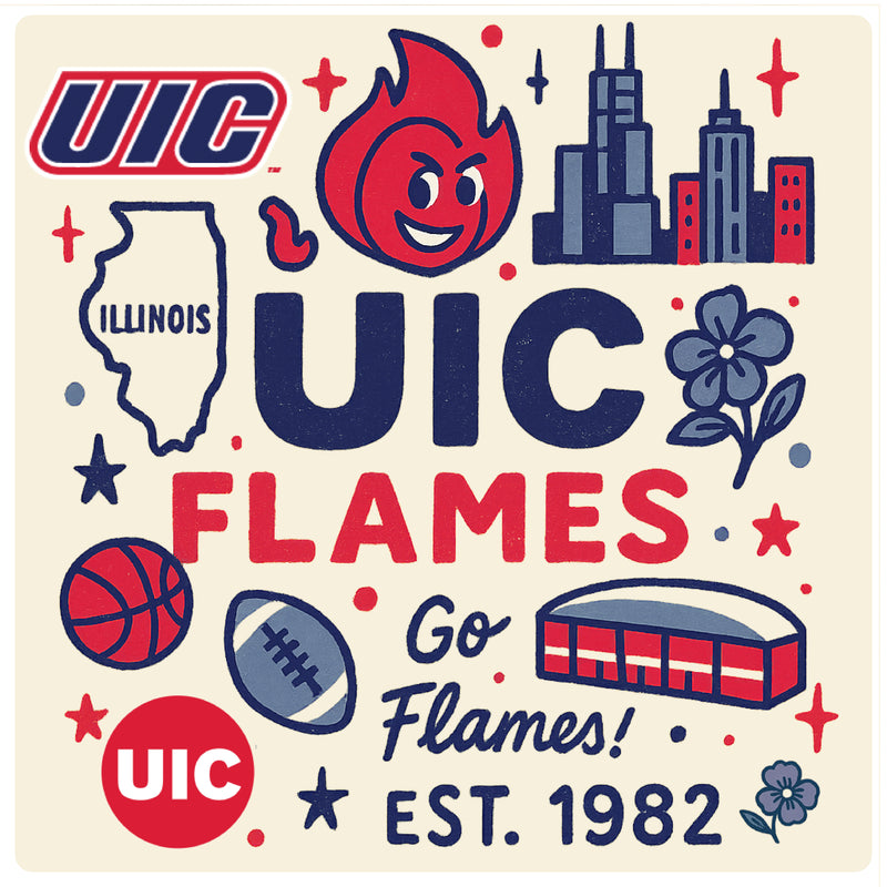University of Illinois at Chicago Medley Design Decorative Magnet or Sticker – Officially Licensed 3-Inch