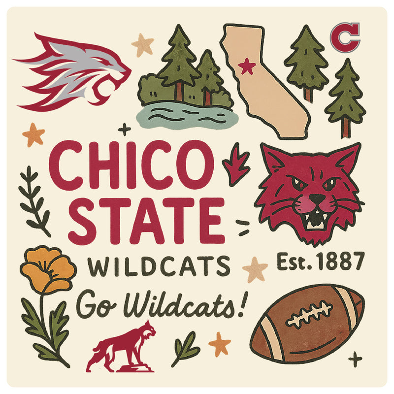 California State University, Chico Medley Design Decorative Magnet or Sticker – Officially Licensed 3-Inch