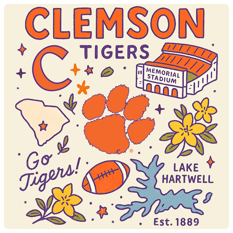 Clemson Tigers Medley Design Decorative Magnet or Sticker – Officially Licensed 3-Inch