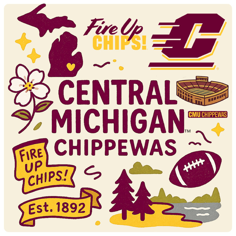 Central Michigan University Medley Design Decorative Magnet or Sticker – Officially Licensed 3-Inch
