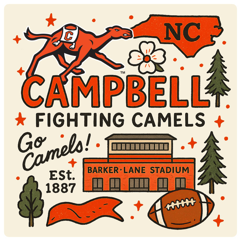 Campbell University Fighting Camels Medley Design Decorative Magnet or Sticker – Officially Licensed 3-Inch