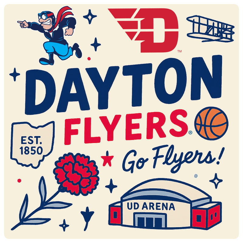 Dayton Flyers Medley Design Decorative Magnet or Sticker – Officially Licensed 3-Inch