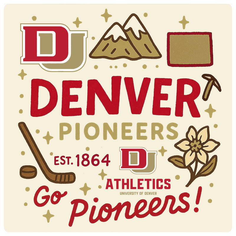 University of Denver Pioneers Medley Design Decorative Magnet or Sticker – Officially Licensed 3-Inch