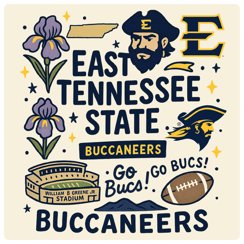 East Tennessee State University Medley Design Decorative Magnet or Sticker – Officially Licensed 3-Inch