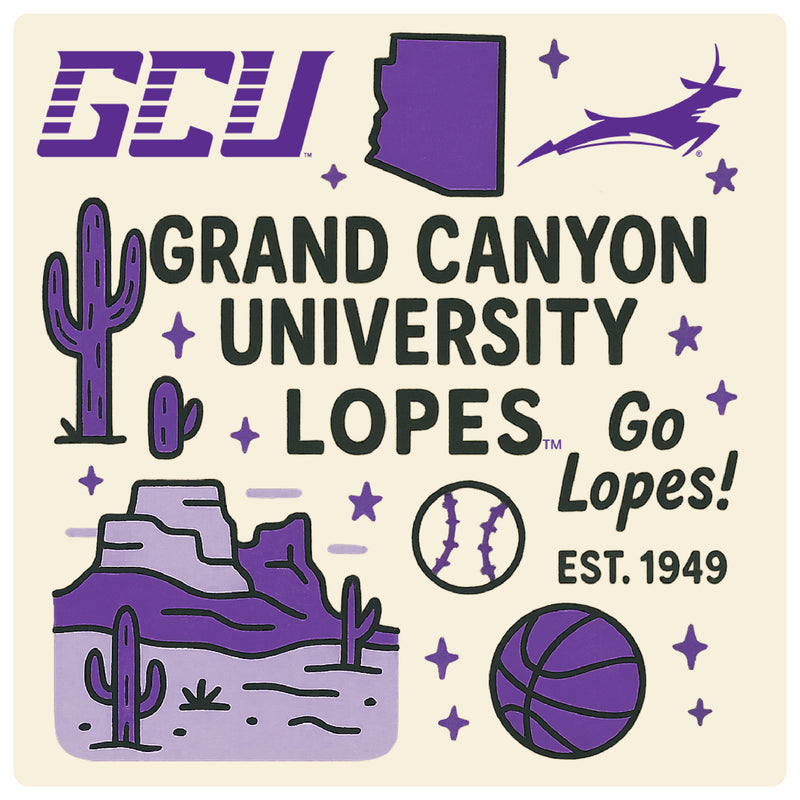 Grand Canyon University Lopes Medley Design Decorative Magnet or Sticker – Officially Licensed 3-Inch