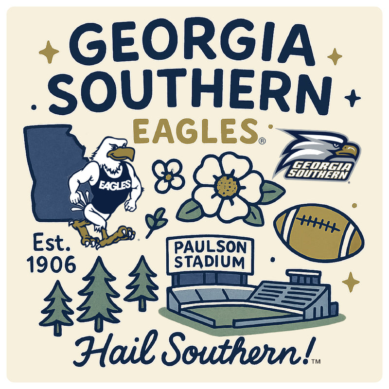 Georgia Southern Eagles Medley Design Decorative Magnet or Sticker – Officially Licensed 3-Inch