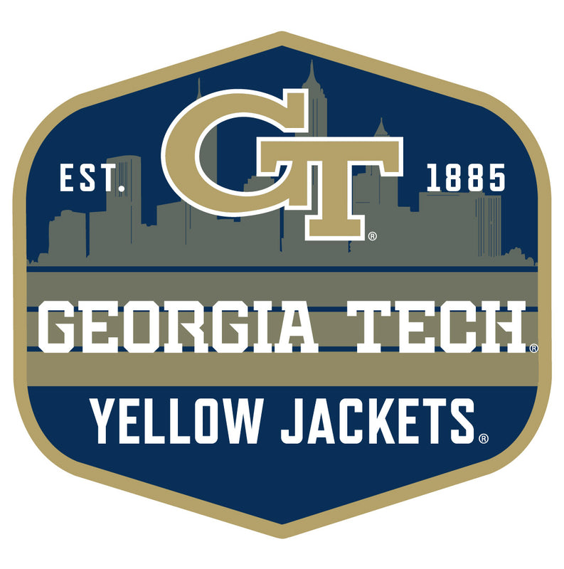 Georgia Tech Yellow Jackets Scenic Background Vinyl Sticker/Magnet - Officially Licensed 