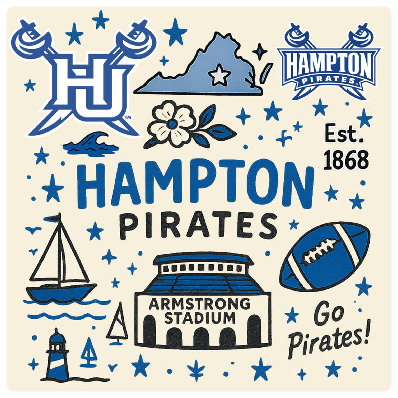 Hampton University Medley Design Decorative Magnet or Sticker – Officially Licensed 3-Inch