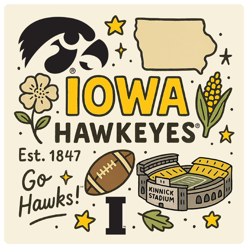 Iowa Hawkeyes Medley Design Decorative Magnet or Sticker – Officially Licensed 3-Inch
