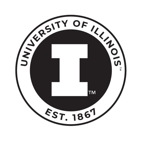 Illinois Fighting Illini Officially Licensed Black Vinyl Decal Sticker White Backing