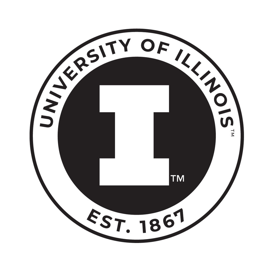 Illinois Fighting Illini Officially Licensed Black Vinyl Decal Sticker White Backing