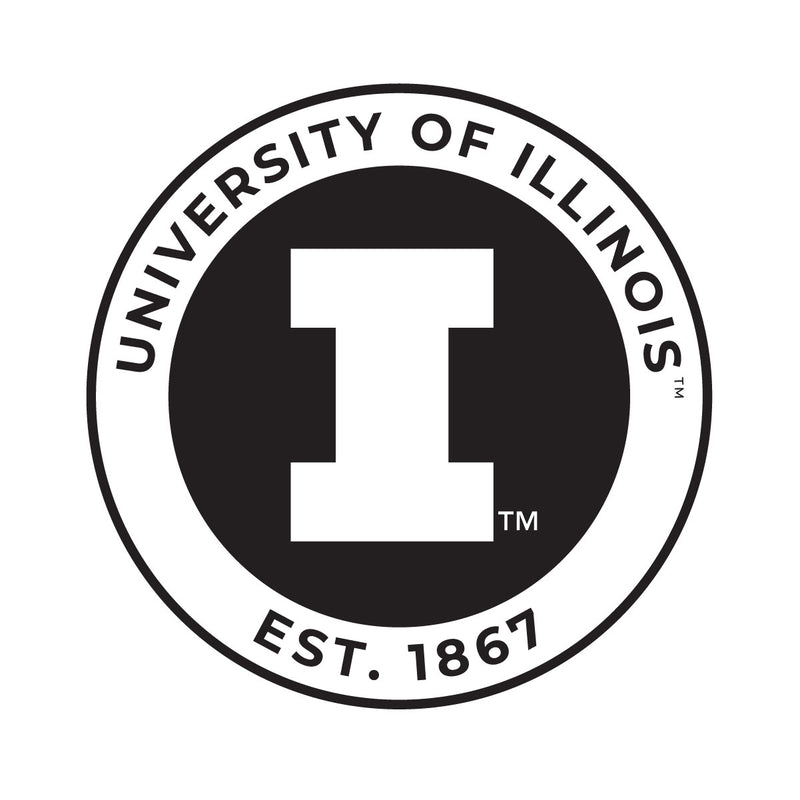 Illinois Fighting Illini Officially Licensed Black Vinyl Decal Sticker White Backing