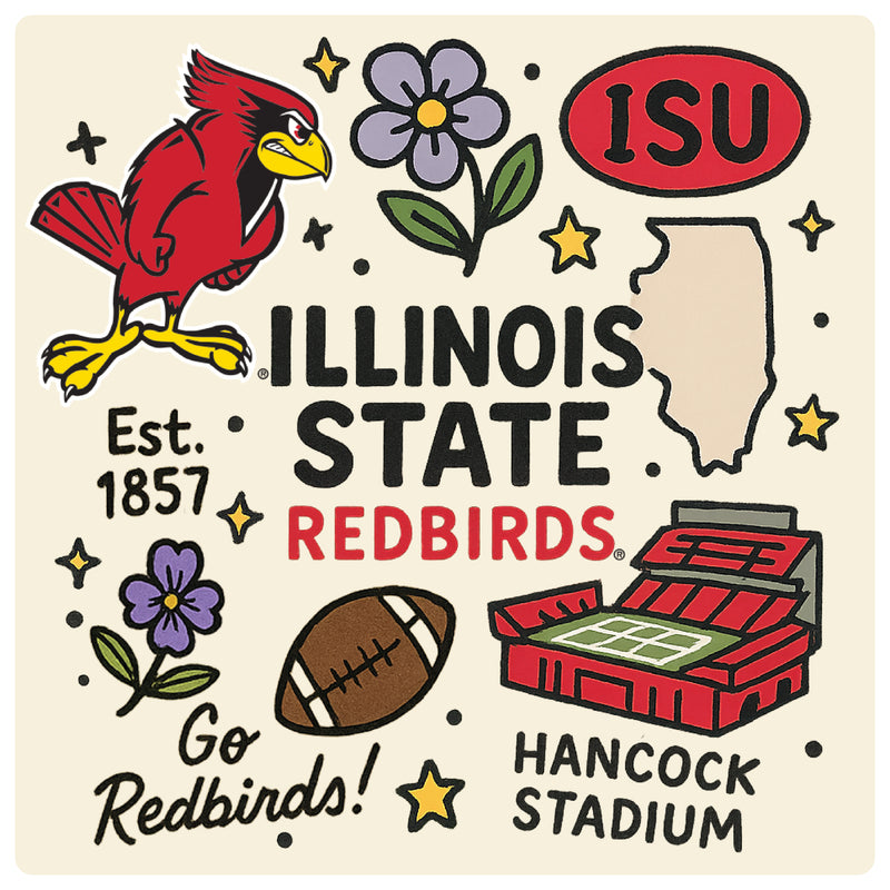 Illinois State Redbirds Medley Design Decorative Magnet or Sticker – Officially Licensed 3-Inch