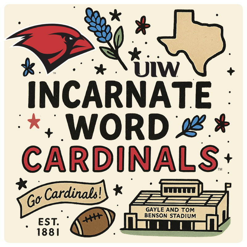 Incarnate Word Cardinals Medley Design Decorative Magnet or Sticker – Officially Licensed 3-Inch