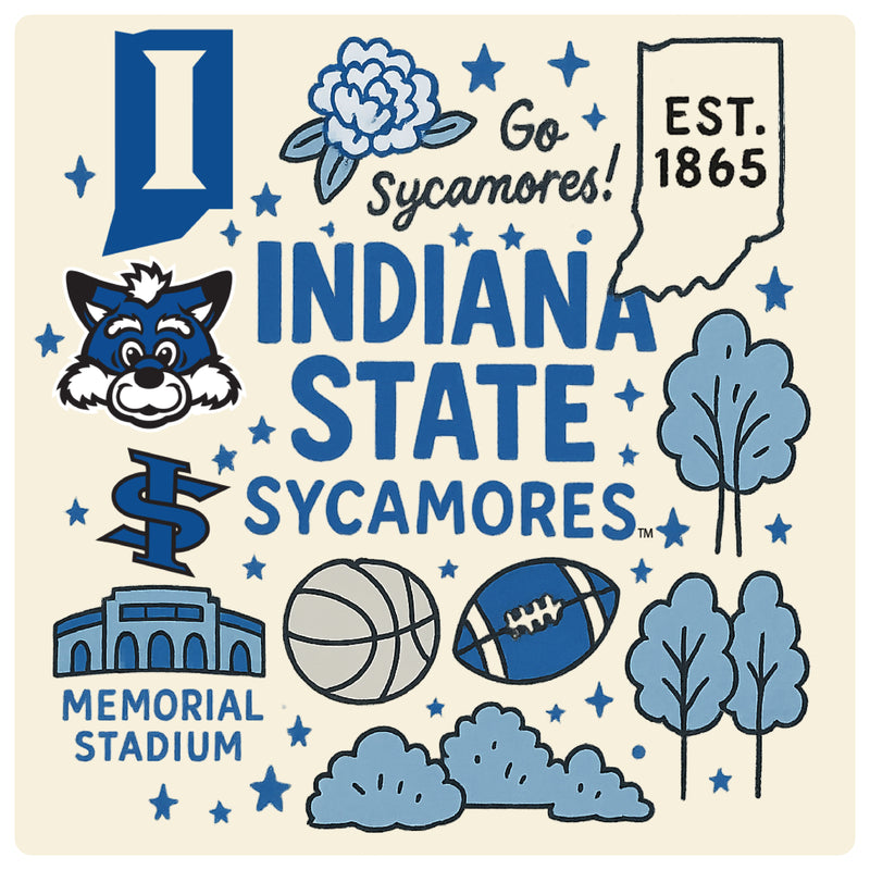 Indiana State University Medley Design Decorative Magnet or Sticker – Officially Licensed 3-Inch